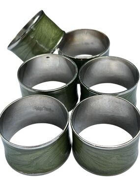 Bodrum Green Enamel Napkin Rings Set of 6